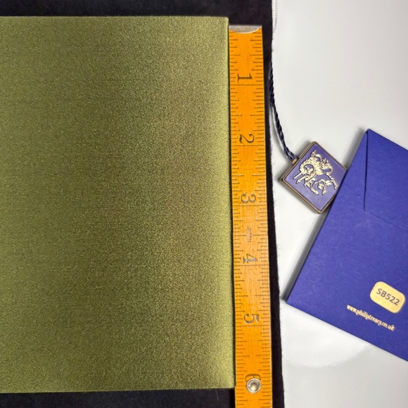 Philip Treacy Green Large Rectangular 13.5”x6” Satin Evening Clutch Purse - Picture 10 of 10